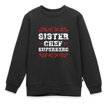 Sœur Super-héroïne - Sweat Premium enfant bio - noir - Devant - AI Model Kid Female (0cm)