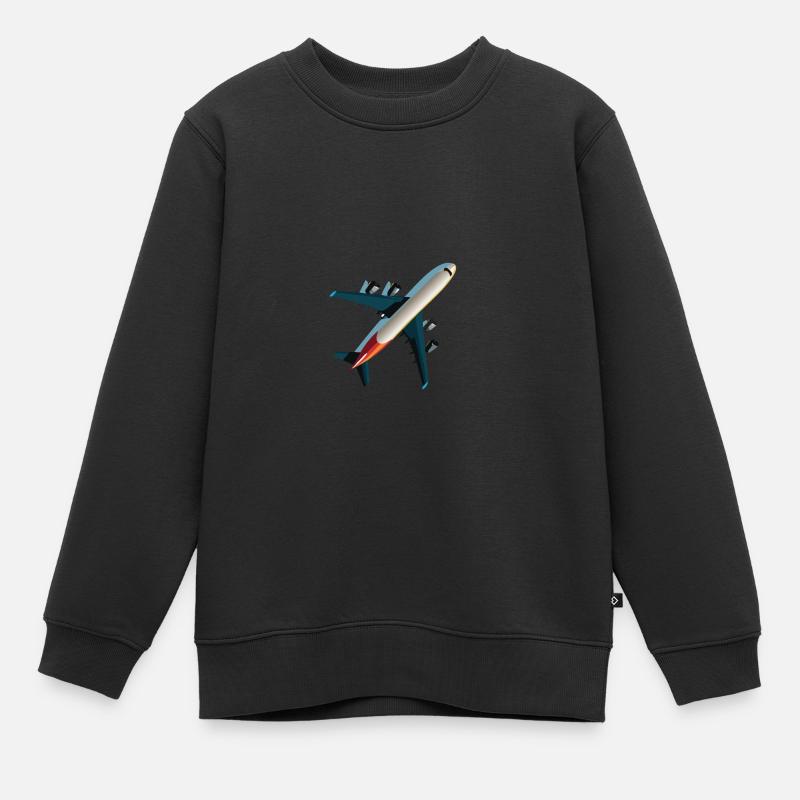 Großes Passagierflugzeug - Kinder Premium Organic Sweatshirt - Schwarz