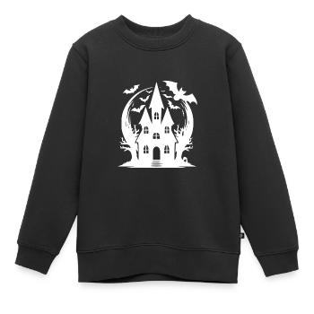 Unheimliches Zauber Fledermaus Spukhaus Halloween - Kinder Premium Organic Sweatshirt - Schwarz - Vorne - AI Model Kid Female (0cm)