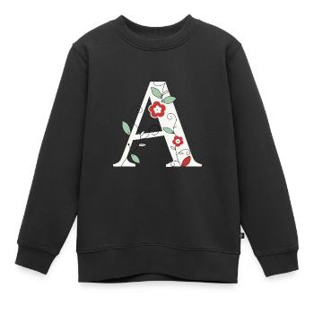 Letter A Monogram Retro - Kids Premium Organic Sweatshirt - black - Front - AI Model Kid Female (0cm)