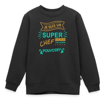 je suis un super chef - Sweat Premium enfant bio - noir - Devant - AI Model Kid Female (0cm)