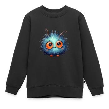 Drôle de monstre poilu avec des yeux écarquillés - Sweat Premium enfant bio - noir - Devant - AI Model Kid Female (0cm)