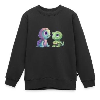 Fusion de tortues extraterrestres vertes - Sweat Premium enfant bio - noir - Devant - AI Model Kid Female (0cm)