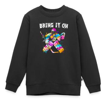 Eishockey Goalie Bring it on Hockey Hockeytormann - Kinder Premium Organic Sweatshirt - Schwarz - Vorne - AI Model Kid Female (0cm)