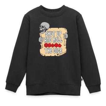 RPG Shut Up And Roll The Dice D20 - Sweat Premium enfant bio - noir - Devant - AI Model Kid Female (0cm)
