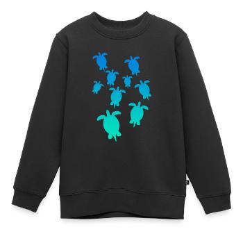 Schildkröten Turtle T Shirt blau türkis - Kinder Premium Organic Sweatshirt - Schwarz - Vorne - AI Model Kid Female (0cm)