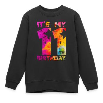 11E ANNIVERSAIRE LICORNE C’EST MON 11E ANNIVERSAIRE - Sweat Premium enfant bio - noir - Devant - AI Model Kid Female (0cm)