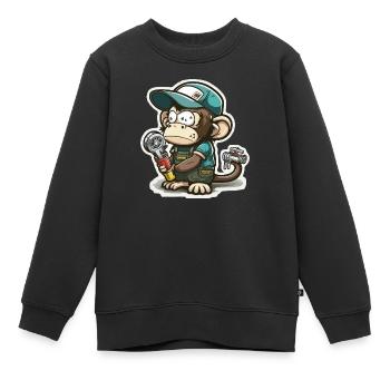 Zerrender Primat - Kinder Premium Organic Sweatshirt - Schwarz - Vorne - AI Model Kid Female (0cm)