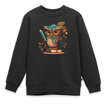 Sagesse des hiboux - Sweat Premium enfant bio - noir - Devant - AI Model Kid Female (0cm)