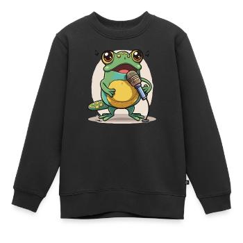 Frösche Melodie - Kinder Premium Organic Sweatshirt - Schwarz - Vorne - AI Model Kid Female (0cm)