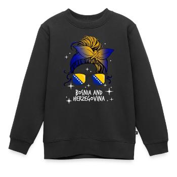 Bosnien und Herzegowina - Kinder Premium Organic Sweatshirt - Schwarz - Vorne - AI Model Kid Female (0cm)