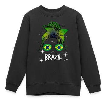 Brasilien - Kinder Premium Organic Sweatshirt - Schwarz - Vorne - AI Model Kid Female (0cm)
