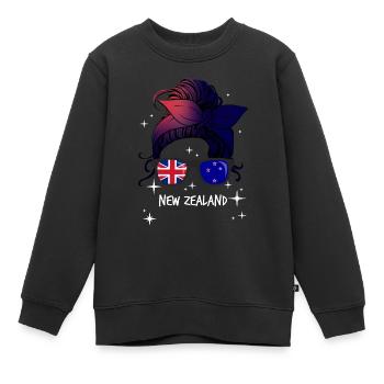 Neuseeland - Kinder Premium Organic Sweatshirt - Schwarz - Vorne - AI Model Kid Female (0cm)