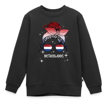Niederlande - Kinder Premium Organic Sweatshirt - Schwarz - Vorne - AI Model Kid Female (0cm)