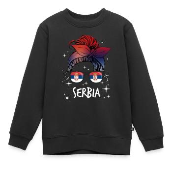 Serbien - Kinder Premium Organic Sweatshirt - Schwarz - Vorne - AI Model Kid Female (0cm)