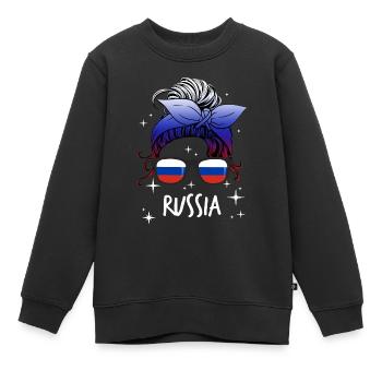 Russland - Kinder Premium Organic Sweatshirt - Schwarz - Vorne - AI Model Kid Female (0cm)
