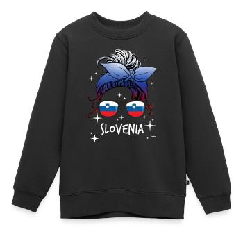 Slowenien - Kinder Premium Organic Sweatshirt - Schwarz - Vorne - AI Model Kid Female (0cm)