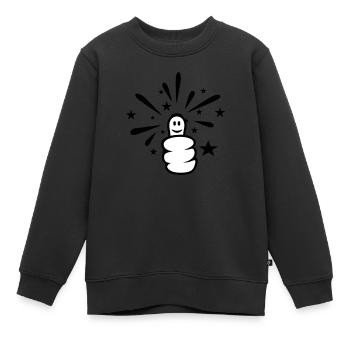 Daumen hoch / thumb up (sparkly, 2c) - Kinder Premium Organic Sweatshirt - Schwarz - Vorne - AI Model Kid Female (0cm)