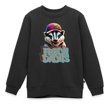 Frechdachs- Frecher Dachs Graffiti Style - Kinder Premium Organic Sweatshirt - Schwarz - Vorne - AI Model Kid Female (0cm)