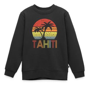 Tahiti - Sweat Premium enfant bio - noir - Devant - AI Model Kid Female (0cm)