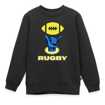 rugby joueur de rugby club de rugby - Sweat Premium enfant bio - noir - Devant - AI Model Kid Female (0cm)