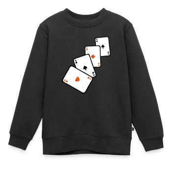 carte poker carre as 1 - Sweat Premium enfant bio - noir - Devant - AI Model Kid Female (0cm)