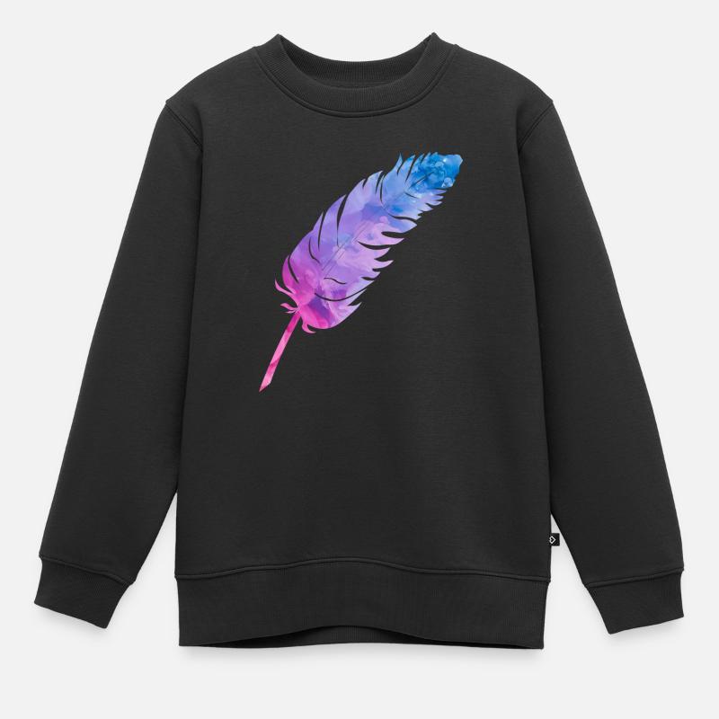 Plume colorée dans des tons violets - Sweat Premium enfant bio - noir