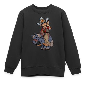 Cowboy Rick auf Muli Percy - Kinder Premium Organic Sweatshirt - Schwarz - Vorne - AI Model Kid Female (0cm)