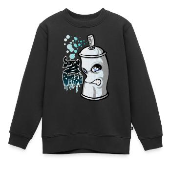 Paint Spray and graffiti - Sweat Premium enfant bio - noir - Devant - AI Model Kid Female (0cm)