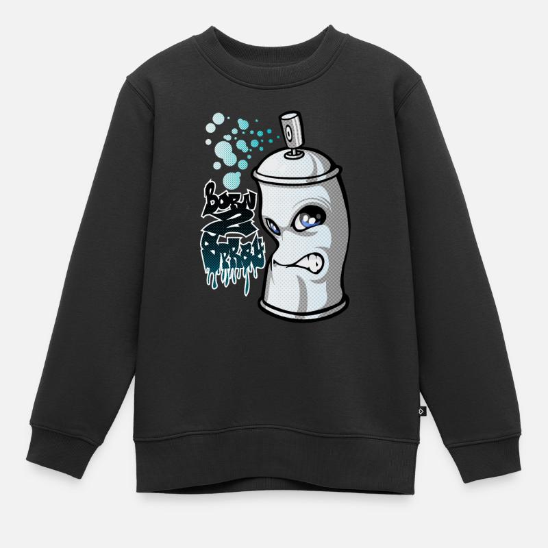 Spray and graffiti - Sweat Premium enfant bio - noir