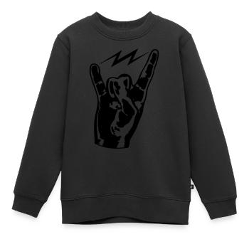 hand finger heavy metal hard rock konzert musik pa - Kinder Premium Organic Sweatshirt - Schwarz - Vorne - AI Model Kid Female (0cm)
