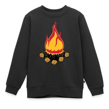 feu de camp camping soir nuit camping camper bois - Sweat Premium enfant bio - noir - Devant - AI Model Kid Female (0cm)