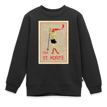 Vintage Retro Reise Plakat St Moritz - Kinder Premium Organic Sweatshirt - Schwarz - Vorne - AI Model Kid Female (0cm)