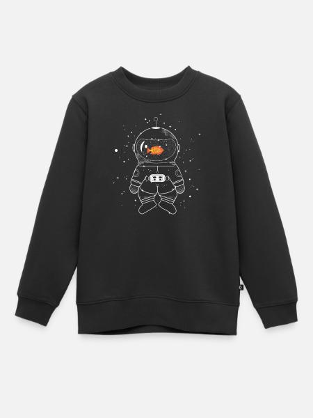 Astronaut with goldfish - Kids Premium Organic Sweatshirt - black
