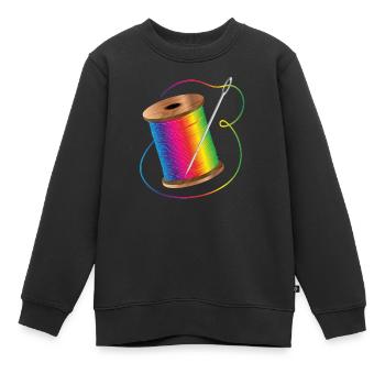 leuchtender Nähgarn in Regenbogenfarben mit Nadel - Kinder Premium Organic Sweatshirt - Schwarz - Vorne - AI Model Kid Female (0cm)