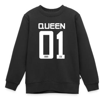 King - Queen Geschenk Geschenkidee - Kinder Premium Organic Sweatshirt - Schwarz - Vorne - AI Model Kid Female (0cm)