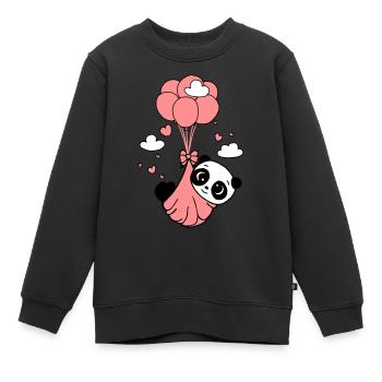 Pandajunges in den Wolken - Kinder Premium Organic Sweatshirt - Schwarz - Vorne - AI Model Kid Female (0cm)