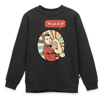 Women Power. We can do it - Kinder Premium Organic Sweatshirt - Schwarz - Vorne - AI Model Kid Female (0cm)