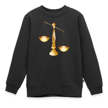 deux balances sur une poutre avec pied - Sweat Premium enfant bio - noir - Devant - AI Model Kid Female (0cm)