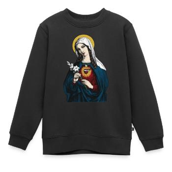 Sainte Vierge Marie avec son Cœur Immaculé - Sweat Premium enfant bio - noir - Devant - AI Model Kid Female (0cm)