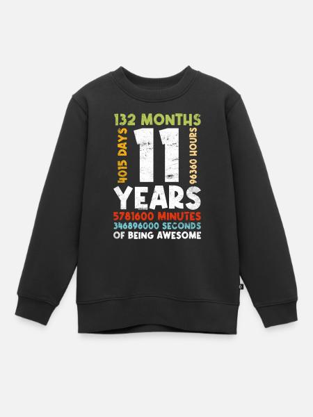 11. Geburtstag Kinder 11 Jahre Junge Mädchen - Kinder Premium Organic Sweatshirt - Schwarz