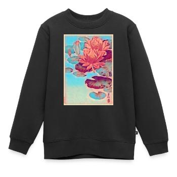 Seerosen Japanische Kunst - Kinder Premium Organic Sweatshirt - Schwarz - Vorne - AI Model Kid Female (0cm)