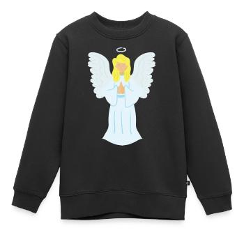 Ange - Sweat Premium enfant bio - noir - Devant - AI Model Kid Female (0cm)