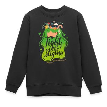 Green Ribbon Mental Health Fight The Stigma - Kinder Premium Organic Sweatshirt - Schwarz - Vorne - AI Model Kid Female (0cm)