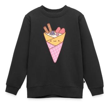 Dessert de crêpes mignonnes de style japonais - Sweat Premium enfant bio - noir - Devant - AI Model Kid Female (0cm)