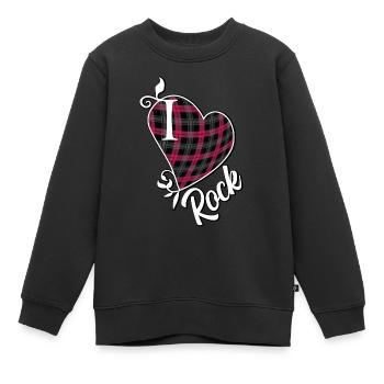 Ich liebe Rock - Kinder Premium Organic Sweatshirt - Schwarz - Vorne - AI Model Kid Female (0cm)