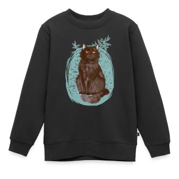 Schwarze Graue Katze Pflanzen Yellowfang Gelbzahn - Kinder Premium Organic Sweatshirt - Schwarz - Vorne - AI Model Kid Female (0cm)
