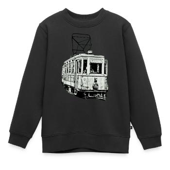 Tram Strassenbahn Train - Kinder Premium Organic Sweatshirt - Schwarz - Vorne - AI Model Kid Female (0cm)