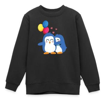 Pinguine mit Luftballons - Kinder Premium Organic Sweatshirt - Schwarz - Vorne - AI Model Kid Female (0cm)
