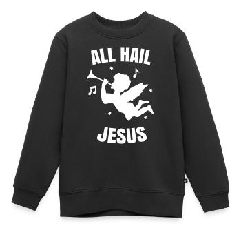 All hail jesus. Cherub angel - Kids Premium Organic Sweatshirt - black - Front - AI Model Kid Female (0cm)